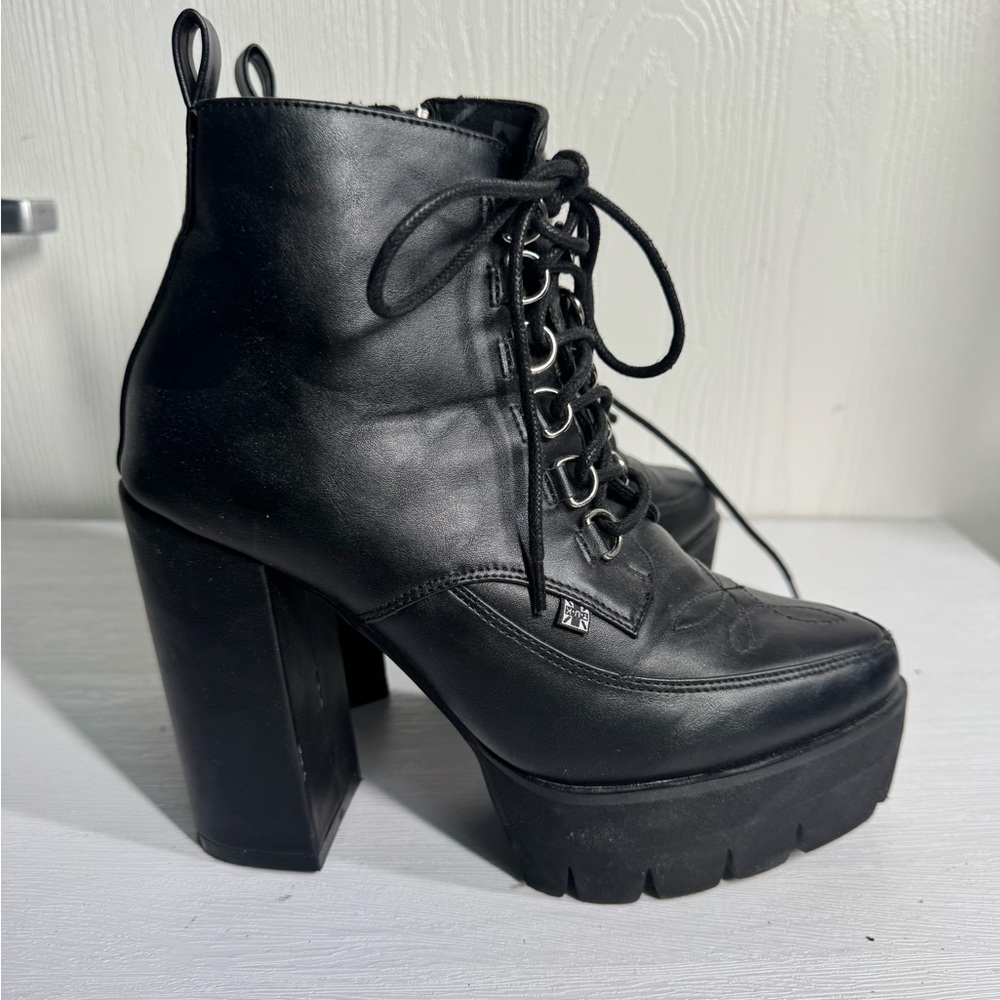 TUK Black Chunky Heel Ankle Boots